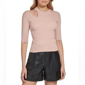 DKNY - Shoulder Cutout Elbow Length Sleeves Sweater Top Size: L